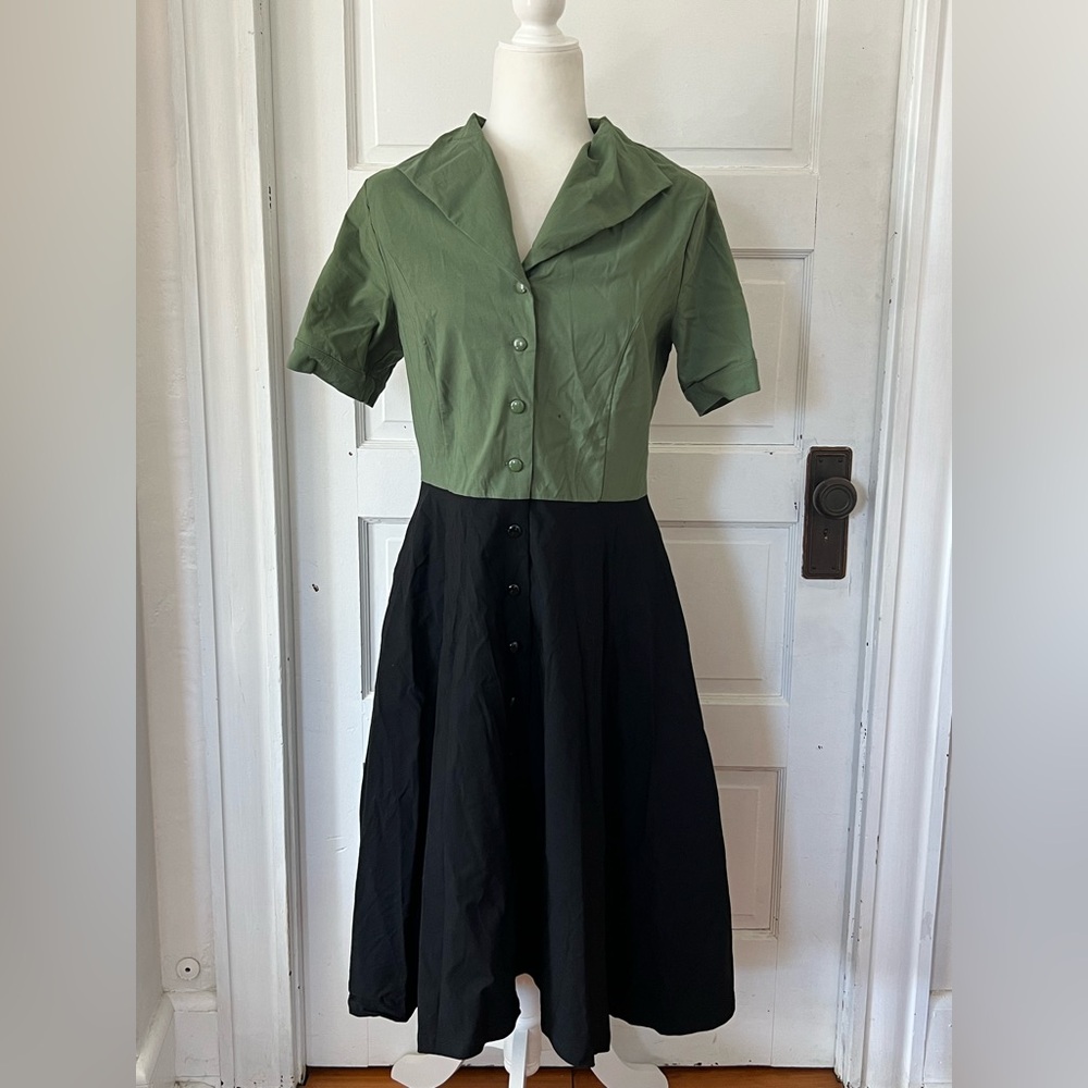 Green and Black Women's Dress Unique Vintage rockabilly twofer waitress
